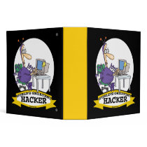 WORLDS GREATEST HACKER CARTOON 3 RING BINDER