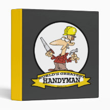 WORLDS GREATEST HANDYMAN MEN CARTOON 3 RING BINDERS