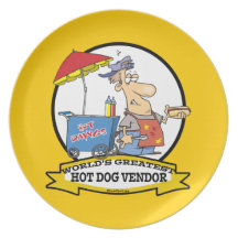 WORLDS GREATEST HOT DOG VENDOR MEN CARTOON PLATES