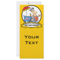 WORLDS GREATEST HOT DOG VENDOR MEN CARTOON FULL COLOR RACK CARD
