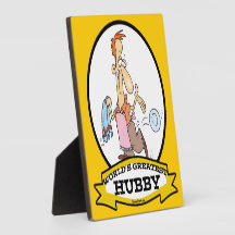 WORLDS GREATEST HUBBY MEN CARTOON PHOTO PLAQUES