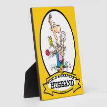 WORLDS GREATEST HUSBAND MEN CARTOON PLAQUE