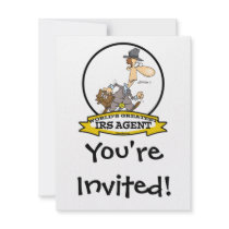WORLDS GREATEST IRS AGENT CARTOON PERSONALIZED INVITES