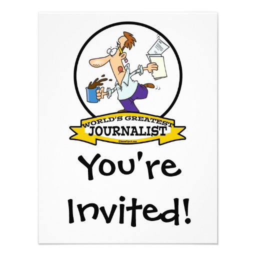 WORLDS GREATEST JOURNALIST II MEN CARTOON INVITE