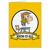 WORLDS GREATEST KNOW-IT-ALL BOY CARTOON GREETING CARD