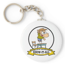 WORLDS GREATEST KNOW-IT-ALL BOY CARTOON KEYCHAINS