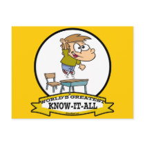 WORLDS GREATEST KNOW-IT-ALL BOY CARTOON POSTCARDS