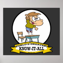 WORLDS GREATEST KNOW-IT-ALL BOY CARTOON POSTER