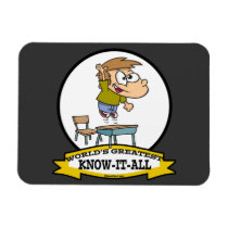 WORLDS GREATEST KNOW-IT-ALL BOY CARTOON MAGNET