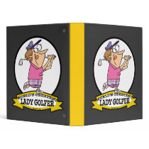 WORLDS GREATEST LADY GOLFER CARTOON 3 RING BINDERS