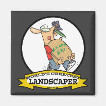 WORLDS GREATEST LANDSCAPER MEN CARTOON REFRIGERATOR MAGNET
