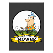 WORLDS GREATEST LAWN MOWER MEN CARTOON PERSONALIZED INVITATION