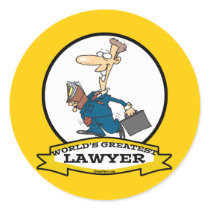 WORLDS GREATEST LAWYER II MEN CARTOON ROUND STICKERS