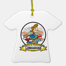 WORLDS GREATEST LIBRARIAN WOMEN CARTOON CHRISTMAS TREE ORNAMENT