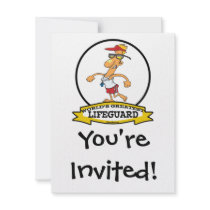 WORLDS GREATEST LIFEGUARD MEN CARTOON CUSTOM INVITE
