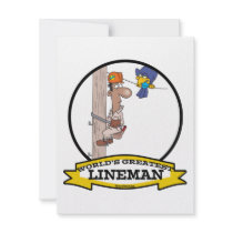 WORLDS GREATEST LINEMAN MEN CARTOON CUSTOM INVITES