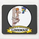 WORLDS GREATEST LINEMAN MEN CARTOON MOUSE PAD