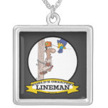 WORLDS GREATEST LINEMAN MEN CARTOON CUSTOM NECKLACE