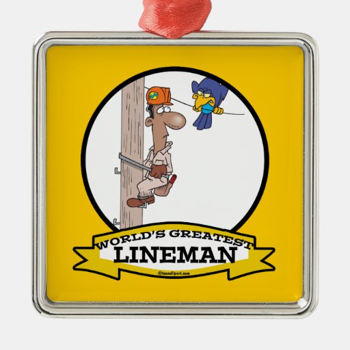 WORLDS GREATEST LINEMAN MEN CARTOON CHRISTMAS TREE ORNAMENTS