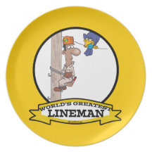 WORLDS GREATEST LINEMAN MEN CARTOON PARTY PLATES