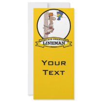 WORLDS GREATEST LINEMAN MEN CARTOON CUSTOM RACK CARD
