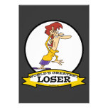 WORLDS GREATEST LOSER LADY WOMEN CARTOON PERSONALIZED INVITE
