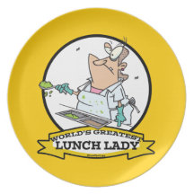 WORLDS GREATEST LUNCH LADY CARTOON PARTY PLATES
