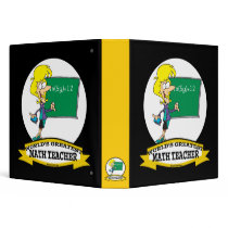 WORLDS GREATEST MATH TEACHER WOMEN CARTOON VINYL BINDERS