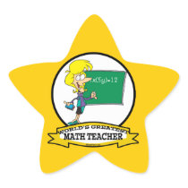 WORLDS GREATEST MATH TEACHER WOMEN CARTOON STICKER
