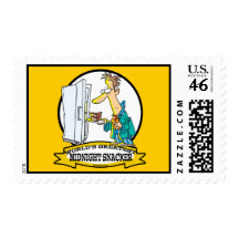 WORLDS GREATEST MIDNIGHT SNACKER MEN CARTOON STAMP
