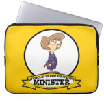 WORLDS GREATEST MINISTER FEMALE CARTOON COMPUTER SLEEVE
