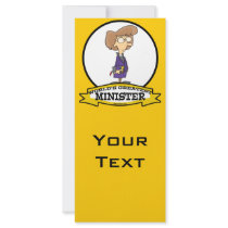 WORLDS GREATEST MINISTER FEMALE CARTOON FULL COLOR RACK CARD