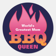 World's Greatest Mom BBQ QUEEN Round Sticker