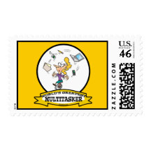 WORLDS GREATEST MULTI-TASKER WOMEN CARTOON POSTAGE