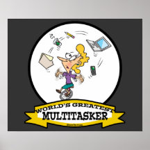 WORLDS GREATEST MULTI-TASKER WOMEN CARTOON PRINT