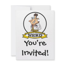WORLDS GREATEST NERD MEN CARTOON PERSONALIZED ANNOUNCEMENT