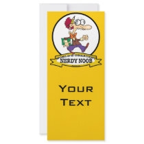 WORLDS GREATEST NERDY NOOB GUY CARTOON CUSTOMIZED RACK CARD