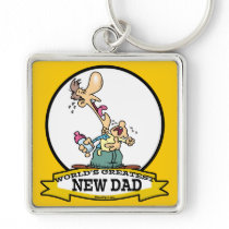 WORLDS GREATEST NEW DAD CARTOON KEY CHAINS
