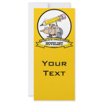 WORLDS GREATEST NOVELIST MEN CARTOON FULL COLOR RACK CARD