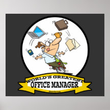 WORLDS GREATEST OFFICE MANAGER MALE CARTOON POSTERS