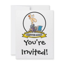 WORLDS GREATEST PC COMPUTER ADDICT CARTOON CUSTOM INVITATIONS