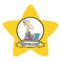 WORLDS GREATEST PC COMPUTER ADDICT CARTOON STAR STICKERS