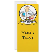 WORLDS GREATEST PC TECH MEN CARTOON RACK CARD TEMPLATE