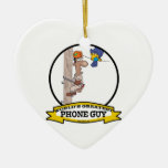 WORLDS GREATEST PHONE GUY MEN CARTOON CHRISTMAS ORNAMENTS