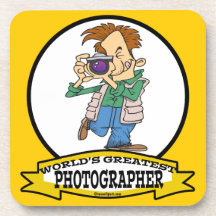 WORLDS GREATEST PHOTOGRAPHER IV MEN CARTOON BEVERAGE COASTERS