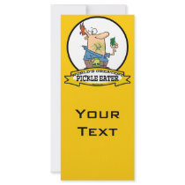 WORLDS GREATEST PICKLE EATER MEN CARTOON RACK CARD DESIGN