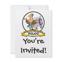 WORLDS GREATEST PILOT II MEN CARTOON CUSTOM INVITATIONS