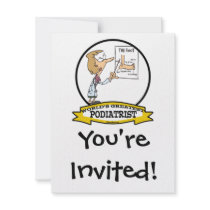 WORLDS GREATEST PODIATRIST WOMEN CARTOON PERSONALIZED ANNOUNCEMENT