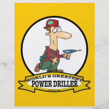 WORLDS GREATEST POWER DRILLER MEN CARTOON PERSONALIZED FLYER