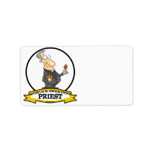WORLDS GREATEST PRIEST MEN CARTOON ADDRESS LABEL